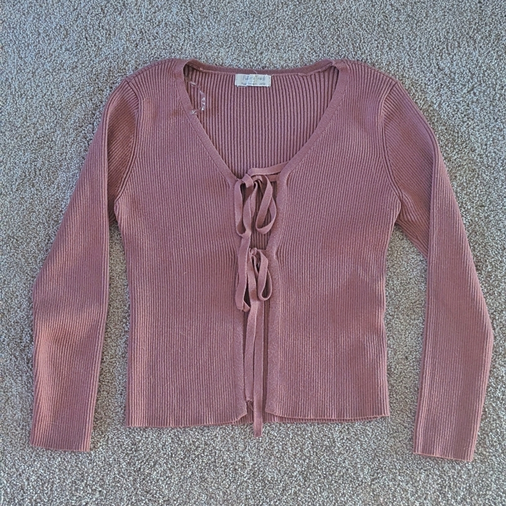 Tie front cardigan sweater top